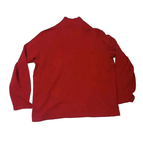 Eddie Bauer Wool Blend 1/4 Zip Sweater Mock Neck Sz XL Set Red Gray Stripe - Picture 6 of 8